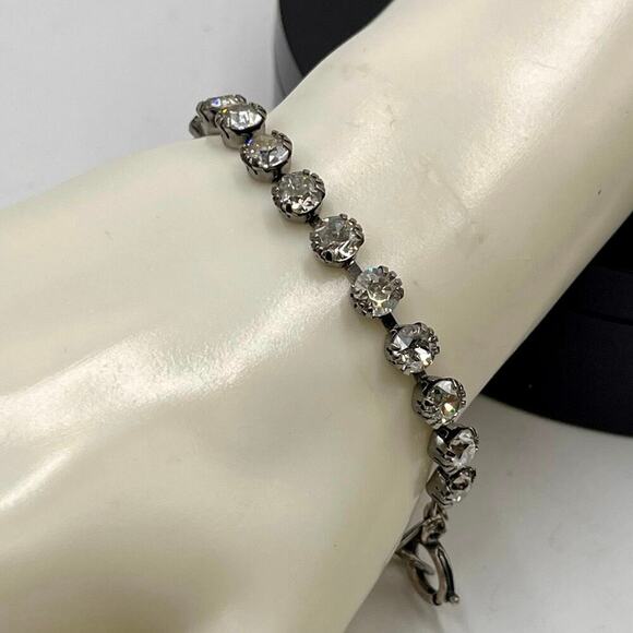 Catherine Popesco La Vie Parisienne Sterling Plated Sparkling Crystal Bracelet - Picture 1 of 7